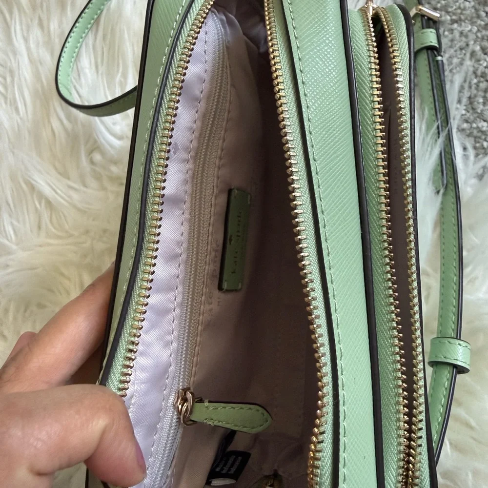 Kate Spade Mint Green Double Zip Crossbody Camera Bag EUC
